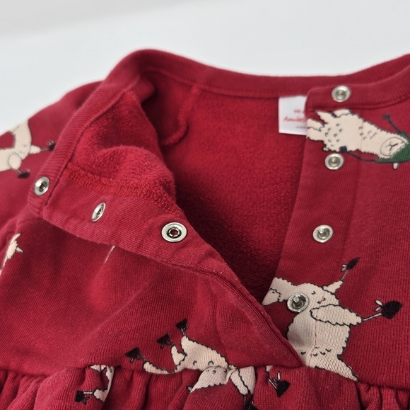 HANNA ANDERSSON RED DRESS FUNNY LLAMA PRINT WINTER HATS TODDLER GIRLS 3T COTTON - Picture 10 of 15